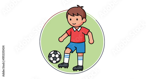 Young Boy Playing with Soccer Ball.
