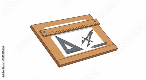 Geometric Shapes on Clipboard with Ruler.