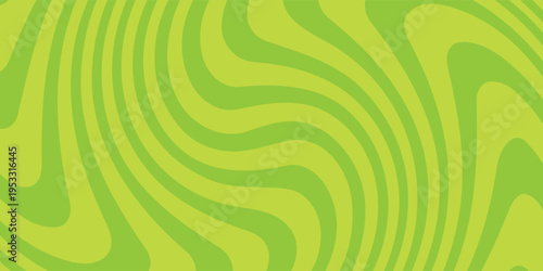 Abstract green background with hypnotic wavy lines pattern. Fresh and natural background