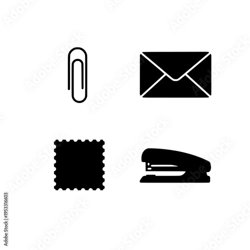 Office supplies vector illustration, flat design icons