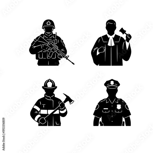 emergency responders and judge vector illustration