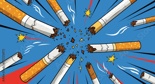 Cigarette butts exploding in air.