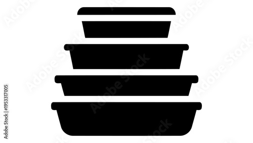 Stackable Food Container Icon Vector Illustration, Organized Storage Solution