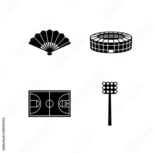 Sports venue elements vector illustration, flat design