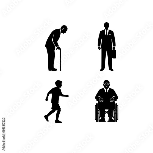 Life stages and abilities vector illustration, flat design