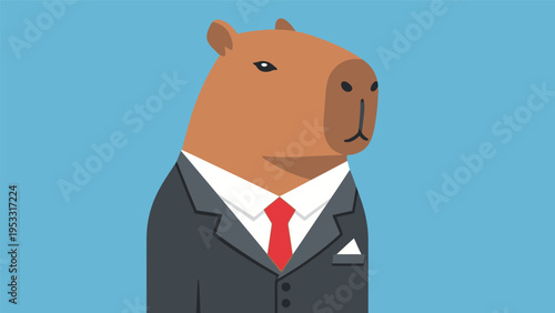 Illustration of Capybara Wearing Suit and Tie.