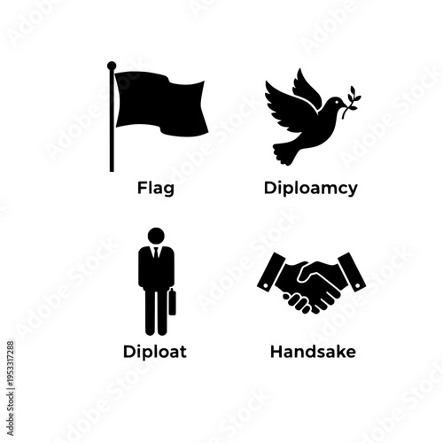 diplomacy symbols vector illustration flat design