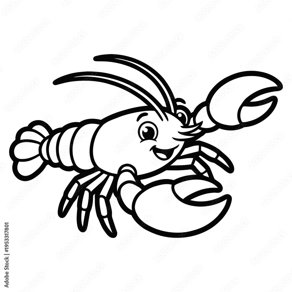 Fototapeta premium Happy cartoon lobster illustration