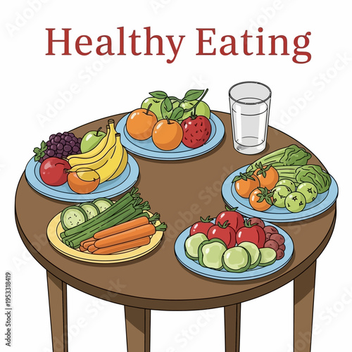 Variety of fresh vegetables and fruits.