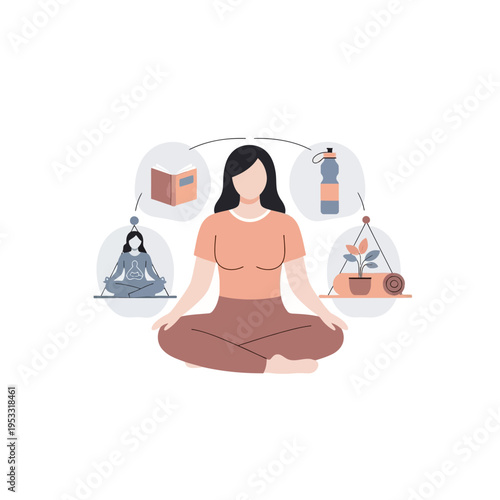 Woman meditating in lotus position.