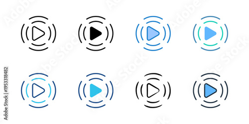Birthday livestream icons set multiple style collection. Editable stroke 
