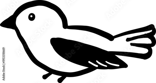 A cute vector illustration of a funny cartoon bird character with a colorful beak and wings designed as a simple nature icon or wildlife sign