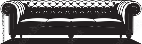 Black tufted sofa with rolled arms couch