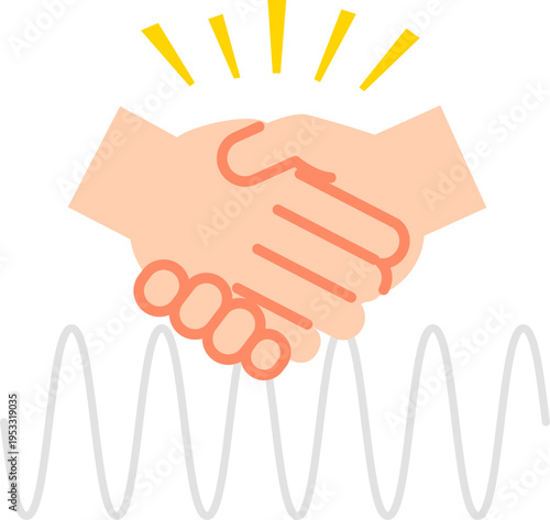 握手する手と周波数のイメージ、共感