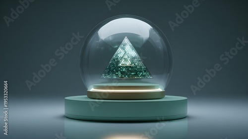 Festive Christmas Tree Snow Globe on a Pedestal.