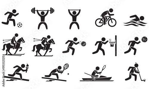 Active Lifestyle Icons Bundle - Sports, Dance, Yoga, and Fitness Silhouettes Set