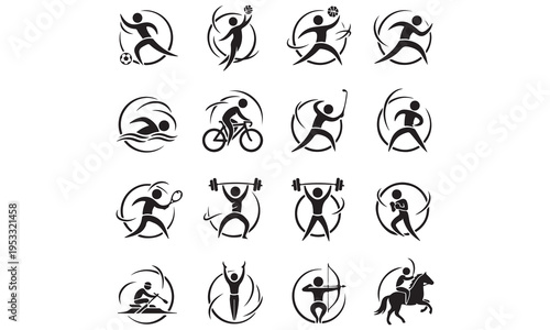 Active Lifestyle Icons Bundle - Sports, Dance, Yoga, and Fitness Silhouettes Set
