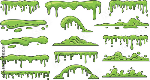 Comic style spooky acid spills and mutant goo vector elements