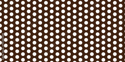 Brown polka dot pattern, white spots, seamless background, vector texture