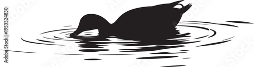 Black silhouette of a whale breaching water ocean 