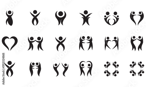 Dance Sports Yoga Icons Collection - Abstract Human Silhouettes Vector Bundle