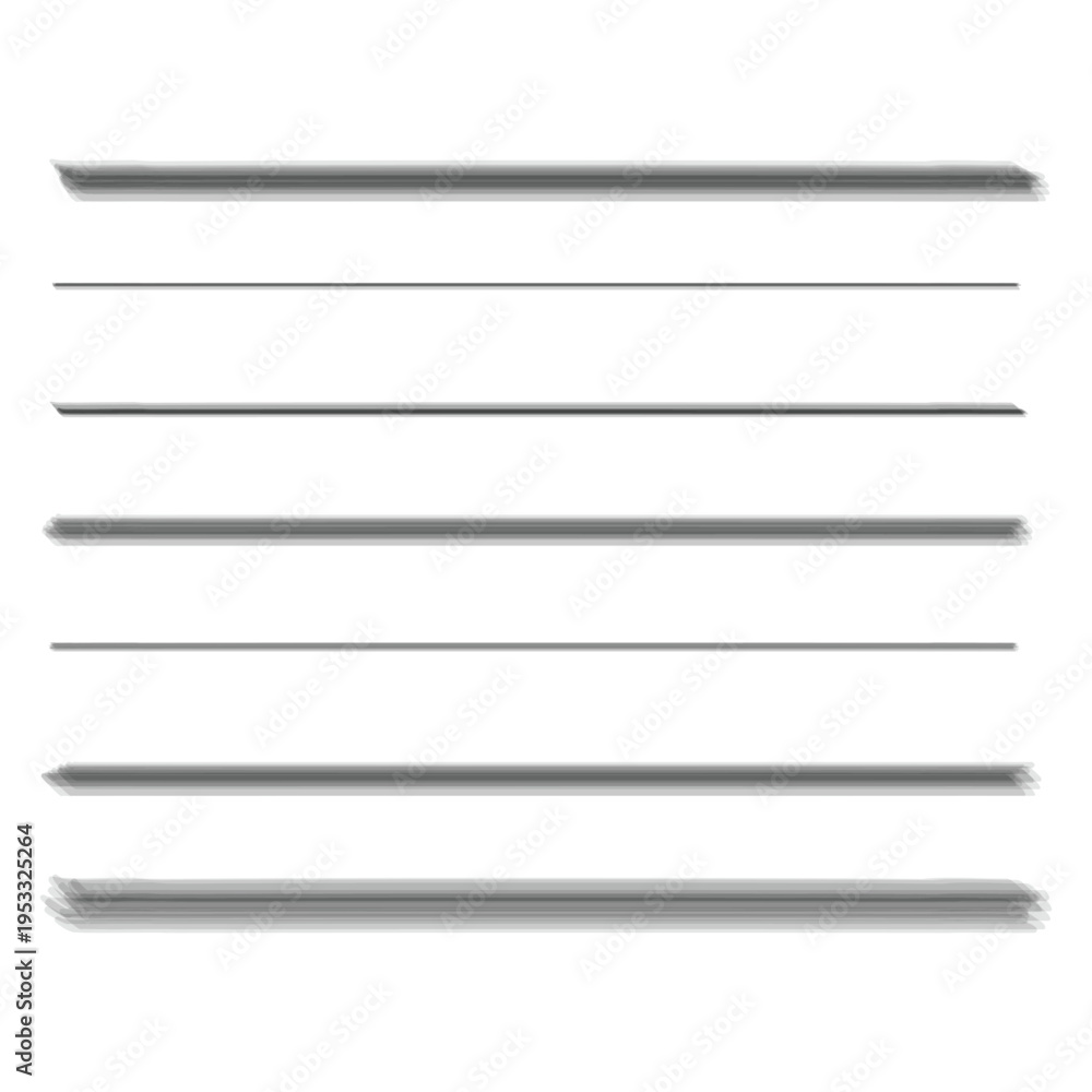 Fototapeta premium Abstract gray paint brush strokes and horizontal line textures on transparent background
