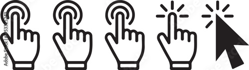 Vector hand cursors icons click set