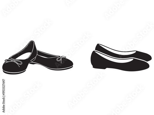 Black flat shoes and wedges side view  women footwear illustration