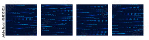 Binary Rain background. Crypto currency techno banner. Digital data technology concept. Vector illustration.