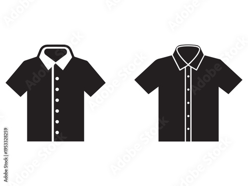 Black short sleeve shirts with buttons and collars  two styles