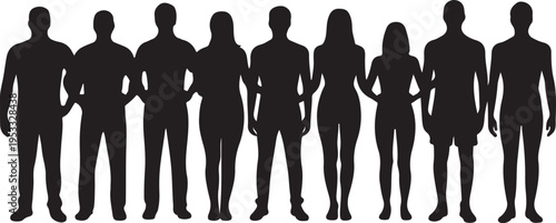 vector illustration. Silhouettes of overweight people. Big set of married couples.