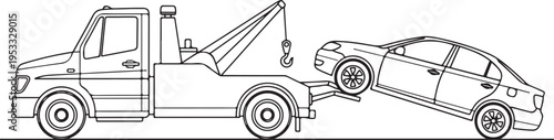 Tow truck towing a car vector illustration isolated on Transparent Background