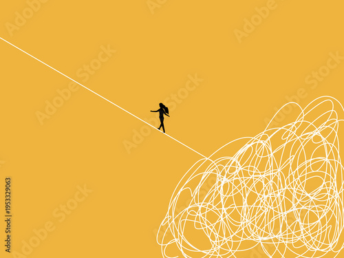 businesswoman walked out of the messy line