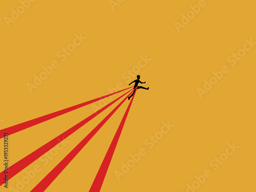 businessman jumped to escape but was held back by the rope