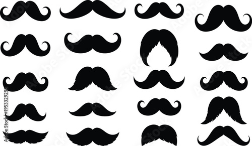 Collection of various mustache styles and shapes