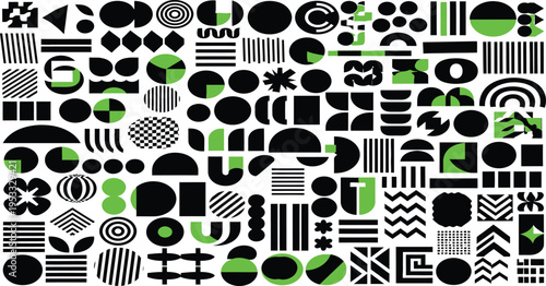 Geometric pattern with black and green shapes
