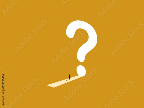 Businessmen and a question mark door