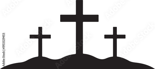 Set of 3 graveyard crosses vector isolated on Transparent Background