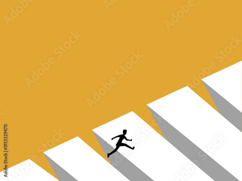businessman jumps across the dangerous gap