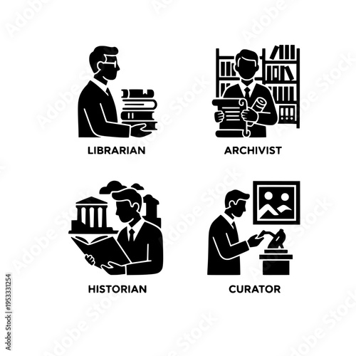 Professions in heritage preservation vector illustration
