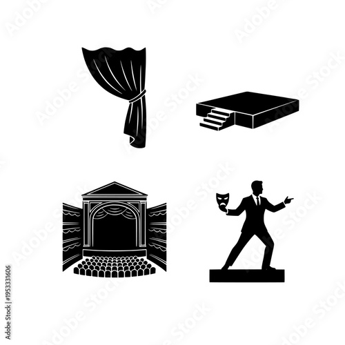 theater elements vector illustration, flat design