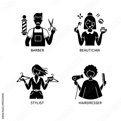 beauty salon professionals vector illustration
