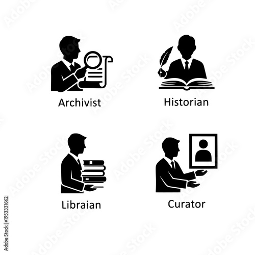 Professions in archives and museums vector illustration
