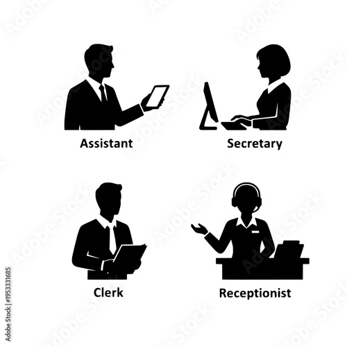 office workers vector illustration, flat design