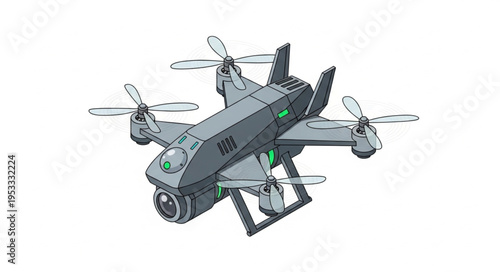High-tech drone with advanced features and camera for aerial photography and videography.