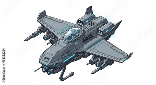 Futuristic combat aircraft with advanced technology and powerful weaponry, ready for aerial battles.