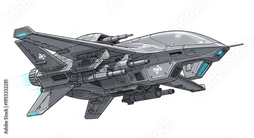 Futuristic spacecraft design with advanced technology and sleek aerodynamic features.