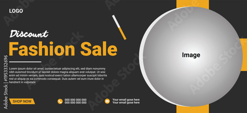 Fashion sale template, discount banner design, vector sale announcement, promotional flyer