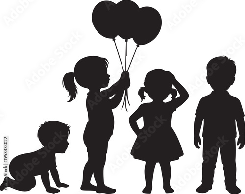 Vector silhouette of children.