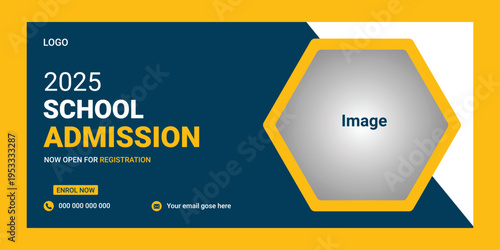 School admission template, education flyer design, vector school brochure, 2025 academic enrollment